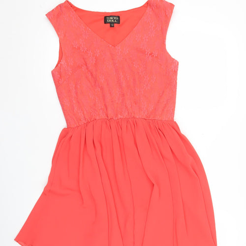 Tokyo Doll Women’s Pink Lace Skater Dress Size 12 Sleeveless Party