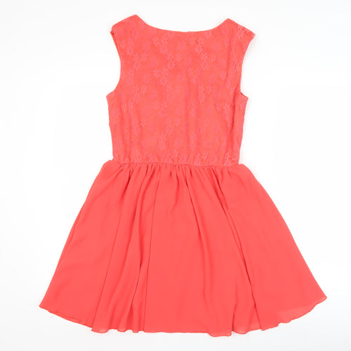 Tokyo Doll Women’s Pink Lace Skater Dress Size 12 Sleeveless Party
