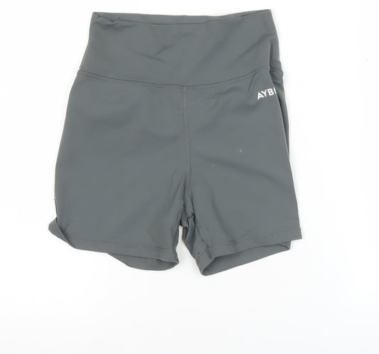 AYBL Womens Grey Biker Shorts Size S Gym Training Yoga Stretch