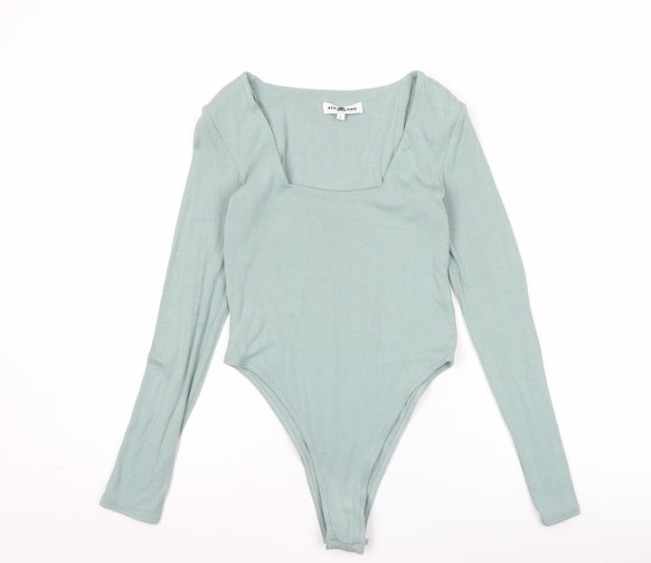 4TH ARQ Women's Green Long Sleeve Square Neck Bodysuit Size S