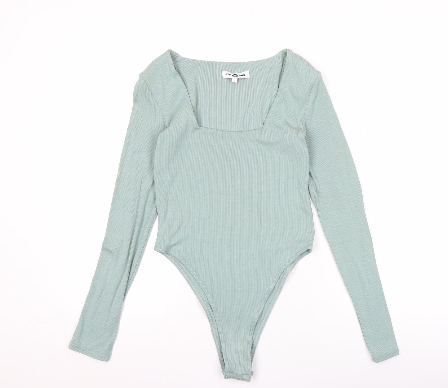 4TH ARQ Women's Green Long Sleeve Square Neck Bodysuit Size S