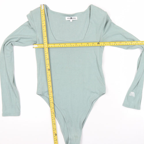 4TH ARQ Women's Green Long Sleeve Square Neck Bodysuit Size S