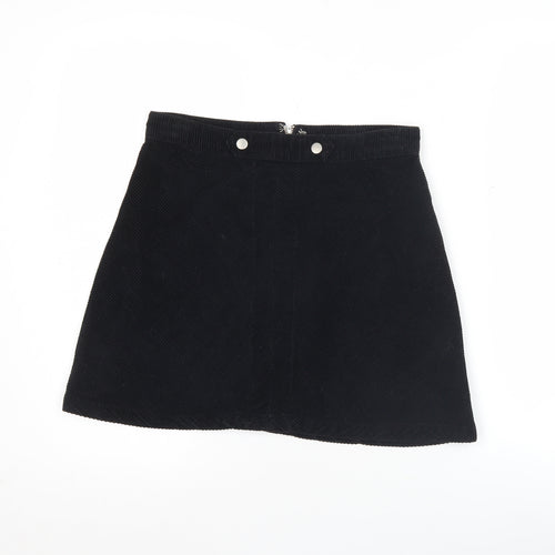 Glassons Womens Black Corduroy A-Line Mini Skirt Size 8