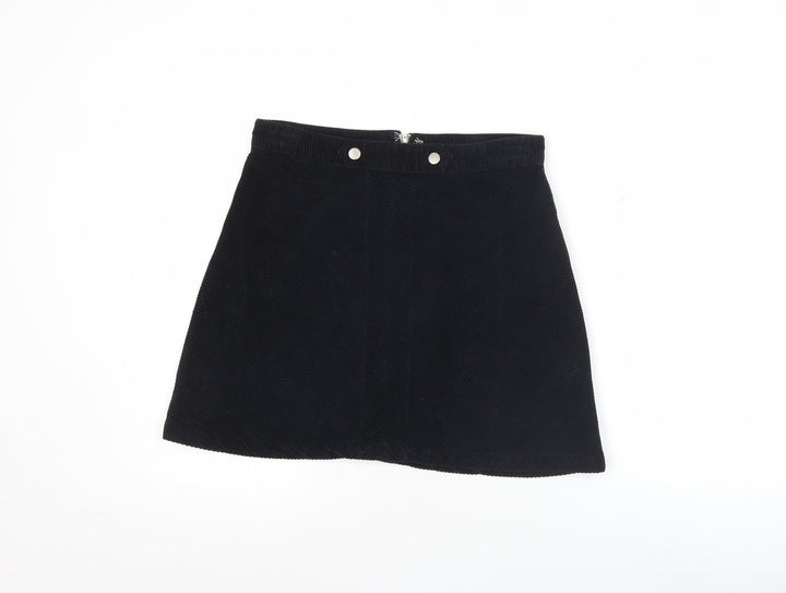 Glassons Womens Black Corduroy A-Line Mini Skirt Size 8