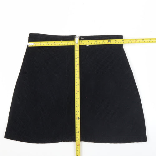 Glassons Womens Black Corduroy A-Line Mini Skirt Size 8