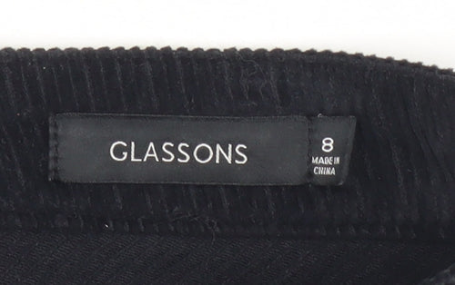 Glassons Womens Black Corduroy A-Line Mini Skirt Size 8