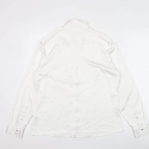 Viyella Womens White Polyester Long Sleeve Collared Blouse Size 12