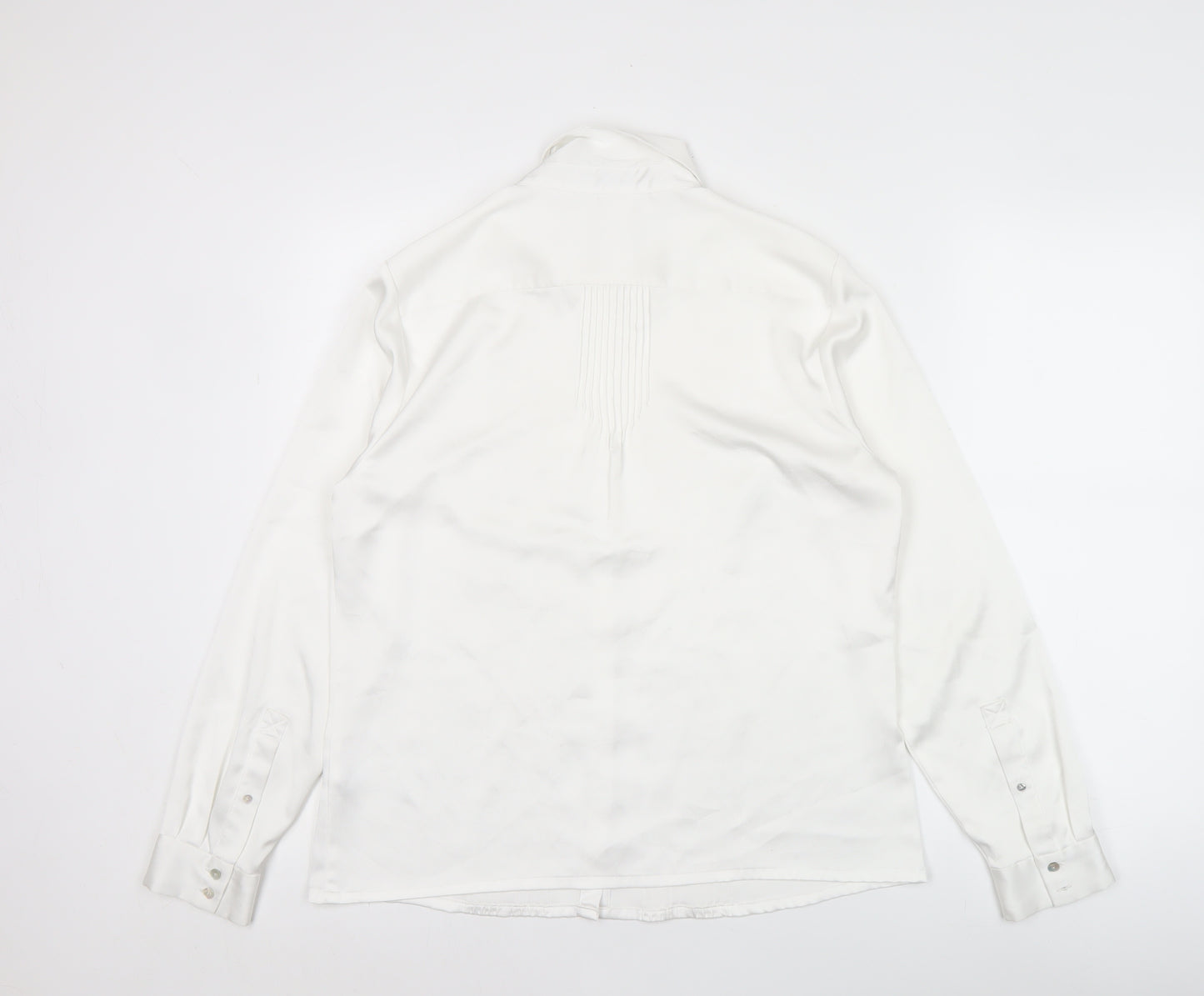 Viyella Womens White Polyester Long Sleeve Collared Blouse Size 12
