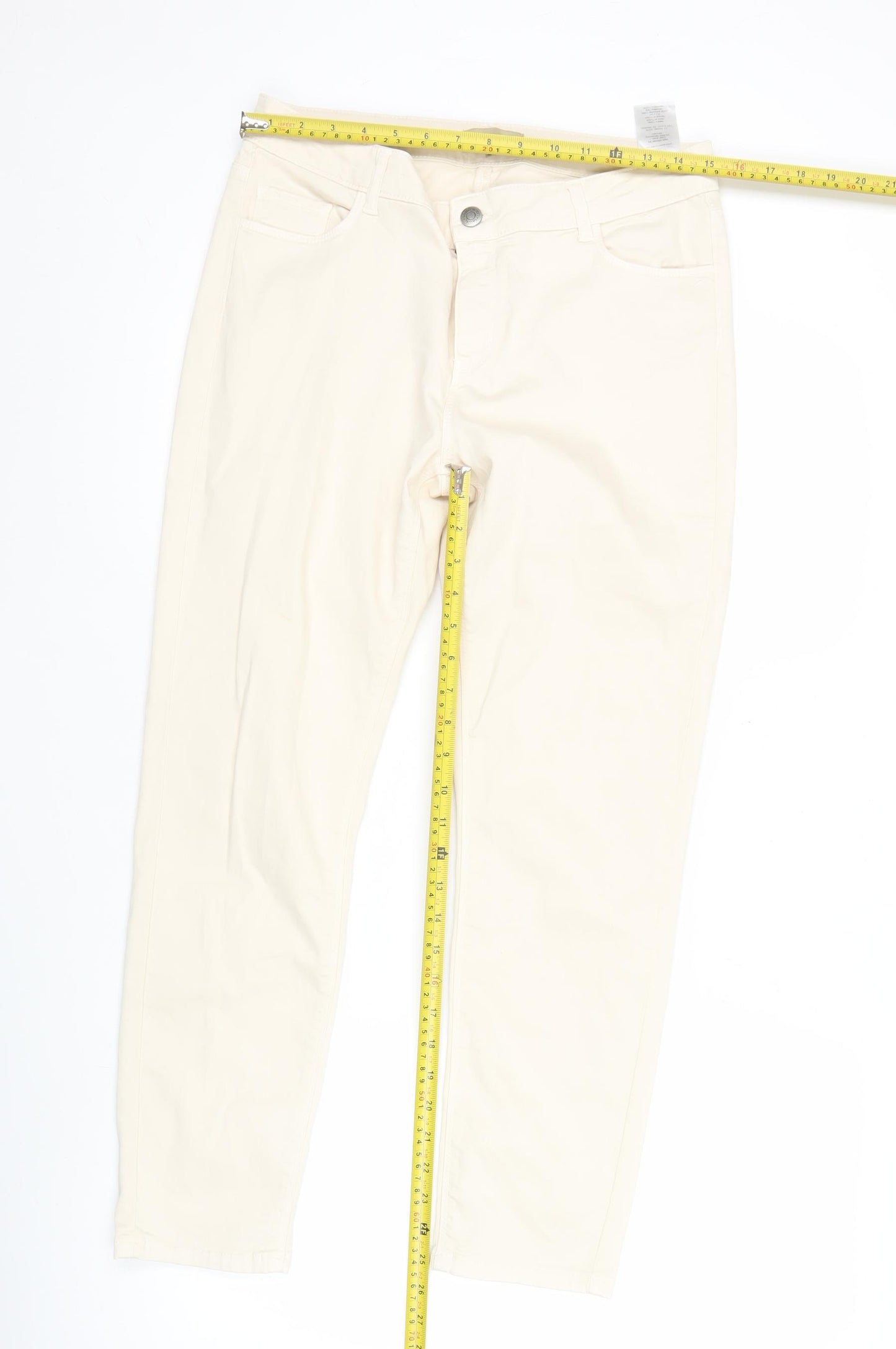 Soyaconcept Womens Ivory Skinny Slim Fit Jeans Size 14 Regular