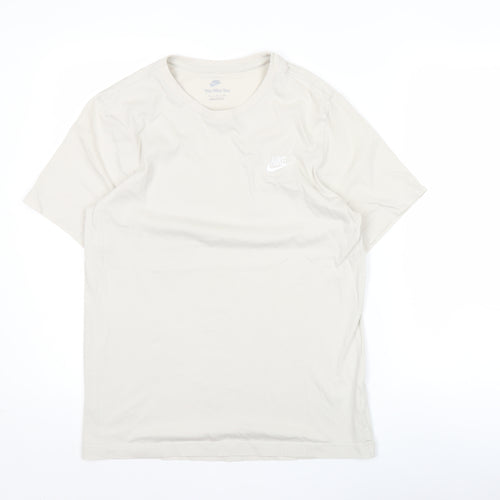 Nike Men's Beige Short Sleeve Crew Neck Cotton T-Shirt Size M