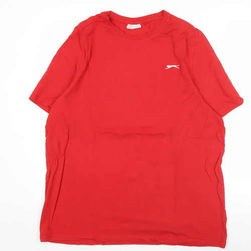 Slazenger Mens Red XL Crew Neck Short Sleeve Cotton T-Shirt