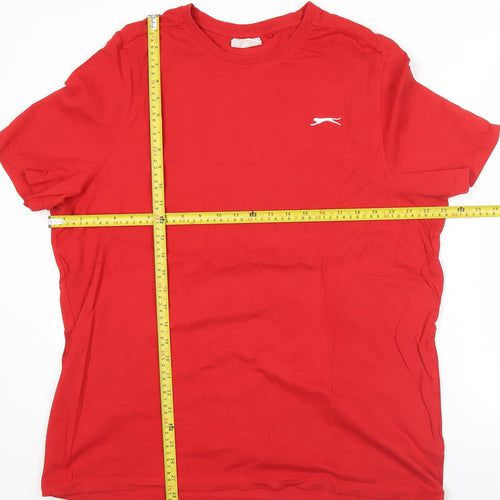Slazenger Mens Red XL Crew Neck Short Sleeve Cotton T-Shirt