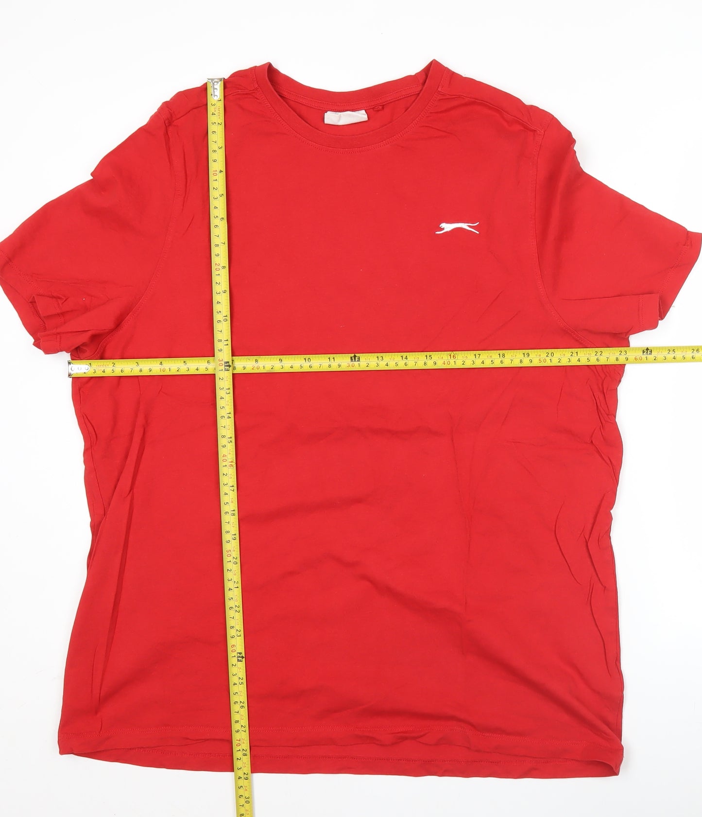 Slazenger Mens Red XL Crew Neck Short Sleeve Cotton T-Shirt