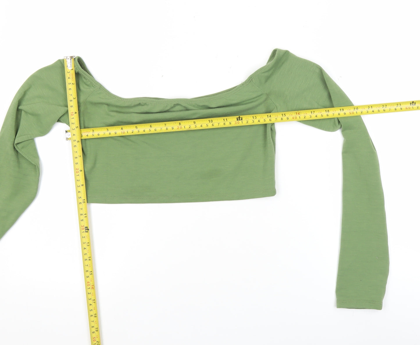 PrettyLittleThing Womens Green Size 8 Cropped Off Shoulder Top
