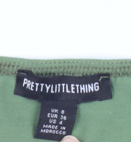 PrettyLittleThing Womens Green Size 8 Cropped Off Shoulder Top
