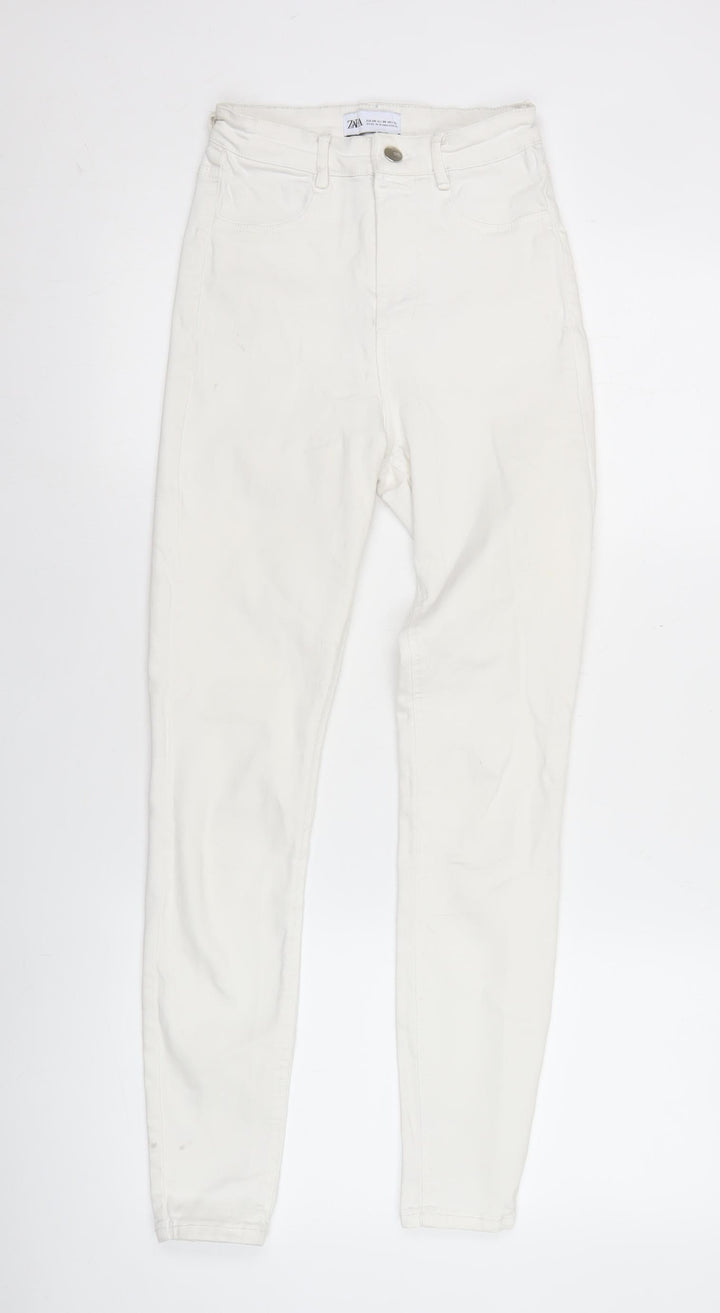 Zara Women White Skinny Slim Fit Jeans Size 8 Cotton Blend