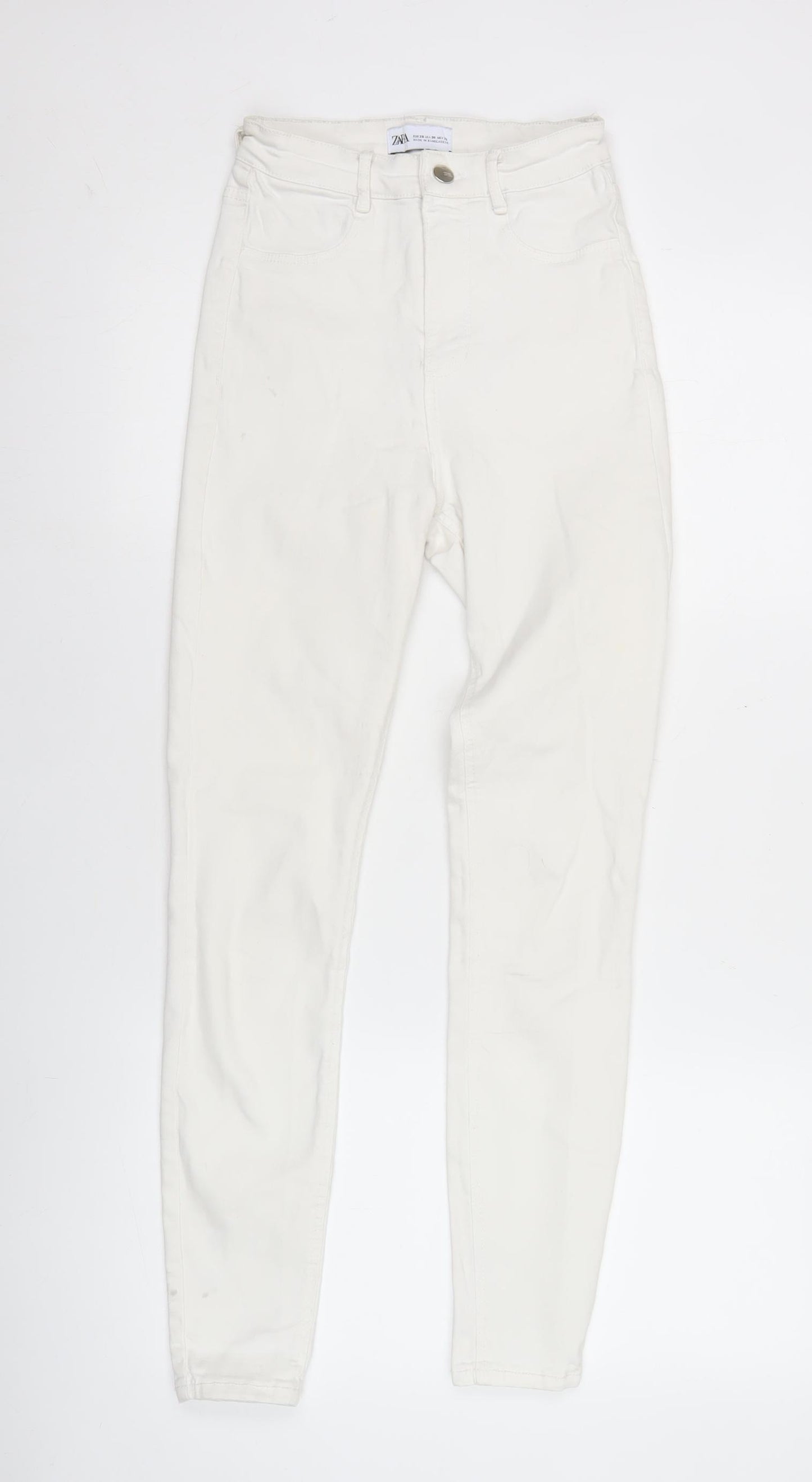 Zara Women White Skinny Slim Fit Jeans Size 8 Cotton Blend