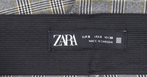 Zara Women’s Grey Check Slim Fit Skinny Trousers Size 8