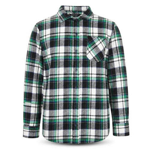 Bogari Men's Green Black White Plaid Flannel Shirt M Regular Long Sleeve