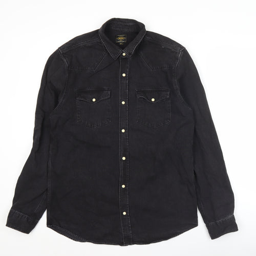 Next Men’s Black Denim Western Shirt Long Sleeve M 39-41" Regular