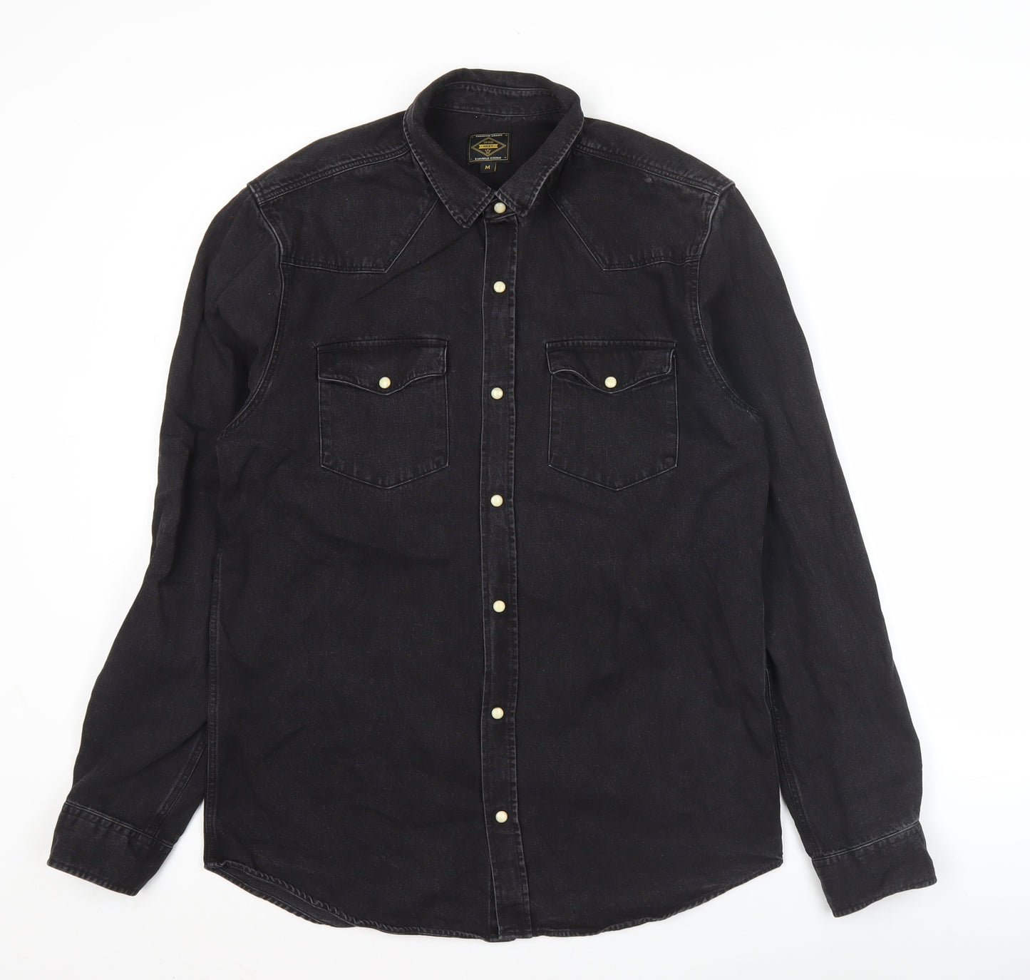 Next Men’s Black Denim Western Shirt Long Sleeve M 39-41" Regular