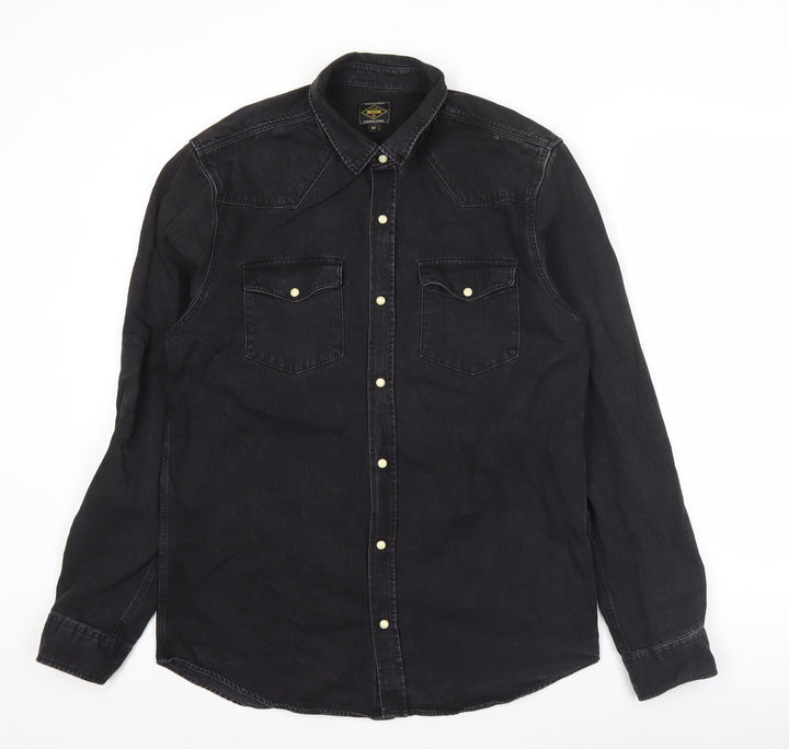 Next Men’s Black Denim Western Shirt Long Sleeve M 39-41" Regular