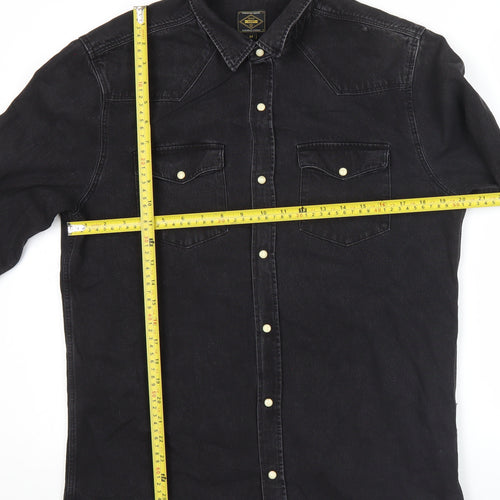 Next Men’s Black Denim Western Shirt Long Sleeve M 39-41" Regular