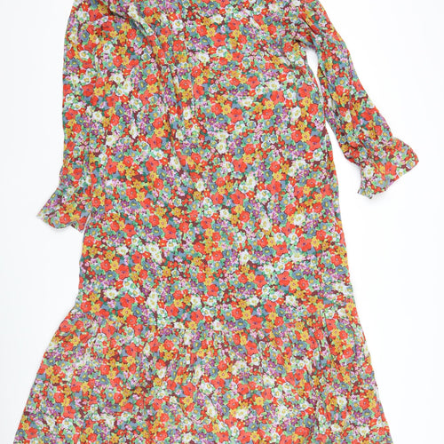 H&M Women’s Multicoloured Floral Wrap Midi Dress Size 12 Viscose