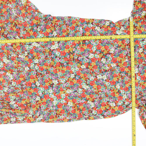 H&M Women’s Multicoloured Floral Wrap Midi Dress Size 12 Viscose