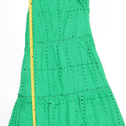 BISOU'S PROJECT Womens Green Cotton Sundress M Knee Length Summer