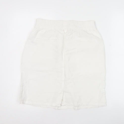 Dunnes Womens White Linen Blend Knee Length Pencil Skirt S