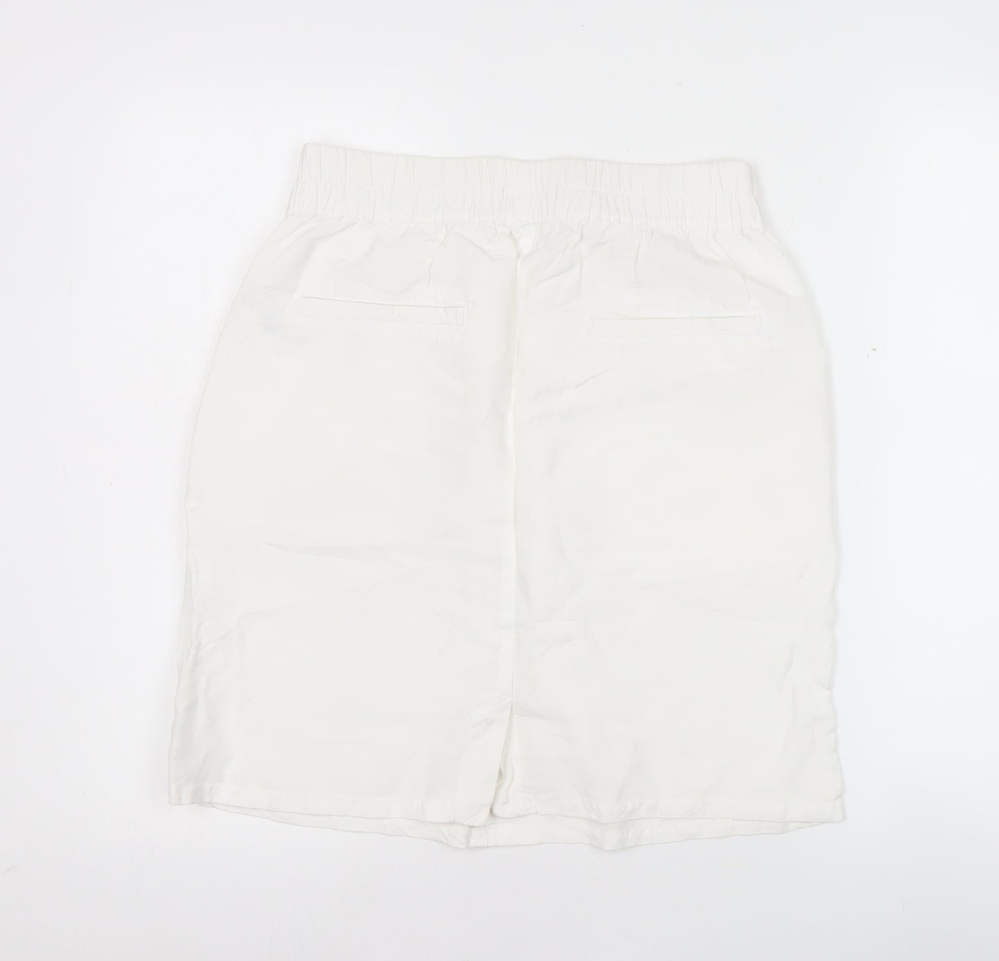 Dunnes Womens White Linen Blend Knee Length Pencil Skirt S