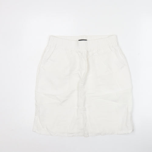 Dunnes Womens White Linen Blend Knee Length Pencil Skirt S