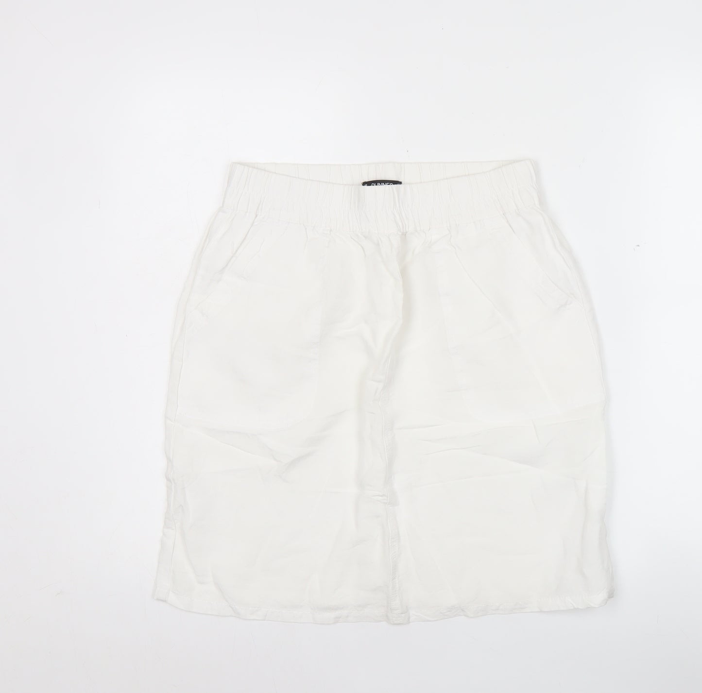 Dunnes Womens White Linen Blend Knee Length Pencil Skirt S