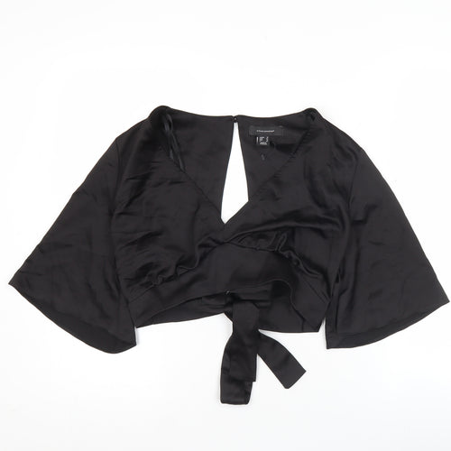 Atmosphere Women’s Black Wrap Satin Blouse Size 16 Kimono Sleeve