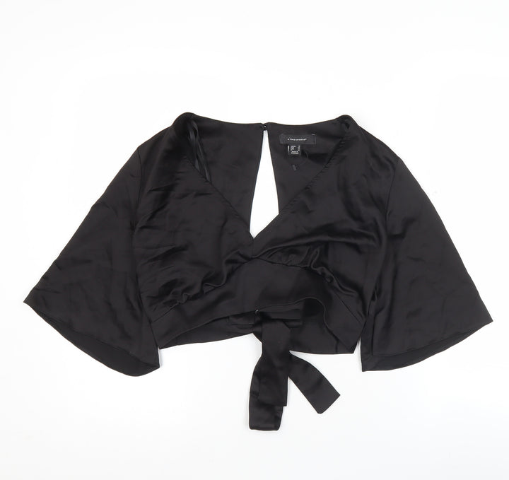 Atmosphere Women’s Black Wrap Satin Blouse Size 16 Kimono Sleeve