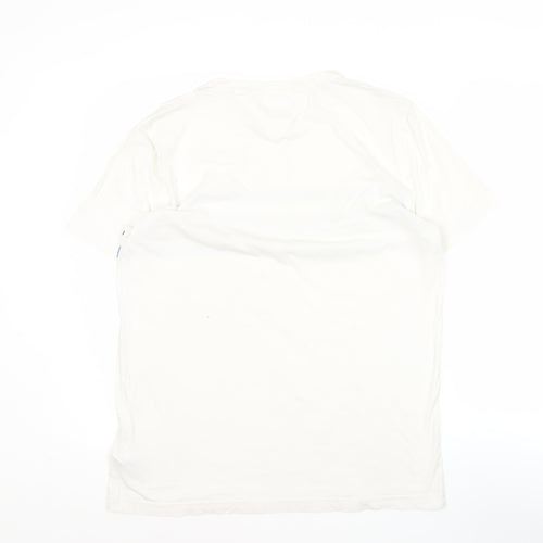 Tommy Hilfiger Men’s White Logo Stripe T-Shirt Size L Cotton