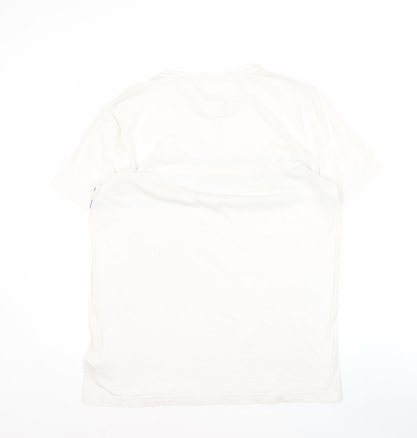Tommy Hilfiger Men’s White Logo Stripe T-Shirt Size L Cotton