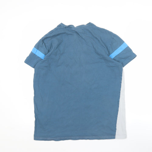 McKenzie Men’s Blue Grey Colourblock Cotton T-Shirt Size M