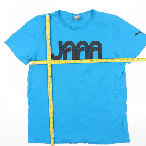 Puma Men's Blue M Graphic Print Sports Crew Neck T-Shirt
