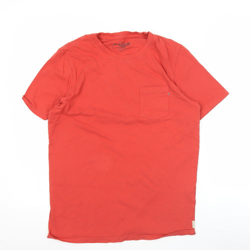 Jack & Jones Men's Red Small Regular Fit Cotton Crew Neck T-Shirt