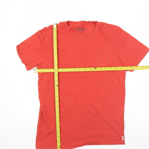 Jack & Jones Men's Red Small Regular Fit Cotton Crew Neck T-Shirt