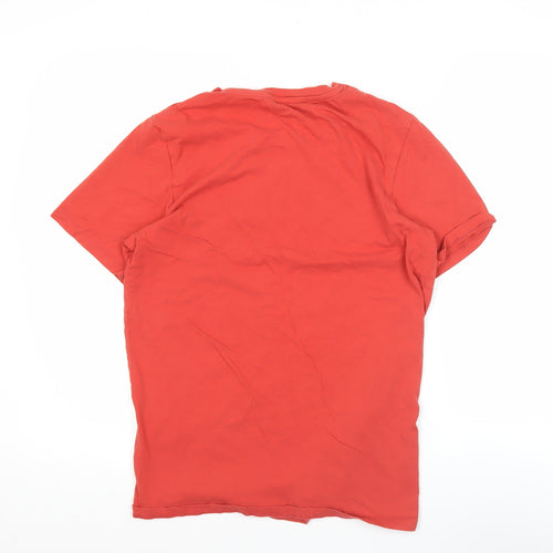 Jack & Jones Men's Red Small Regular Fit Cotton Crew Neck T-Shirt