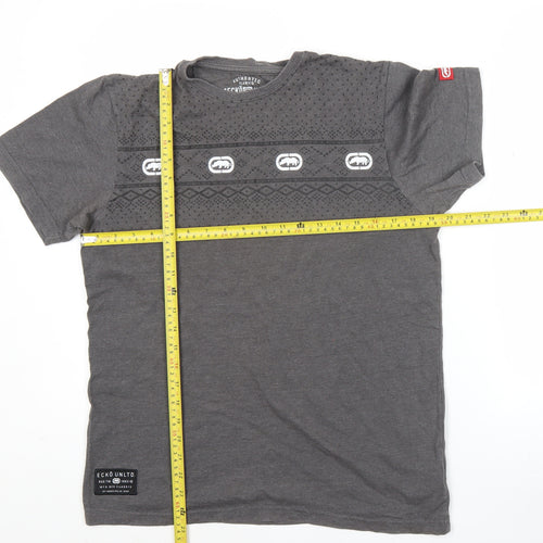 Ecko Unltd. Men’s Grey Graphic Logo T-Shirt Size M Crew Neck