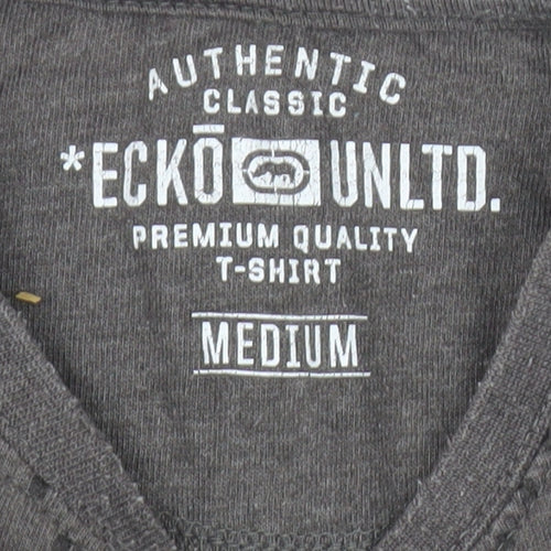 Ecko Unltd. Men’s Grey Graphic Logo T-Shirt Size M Crew Neck