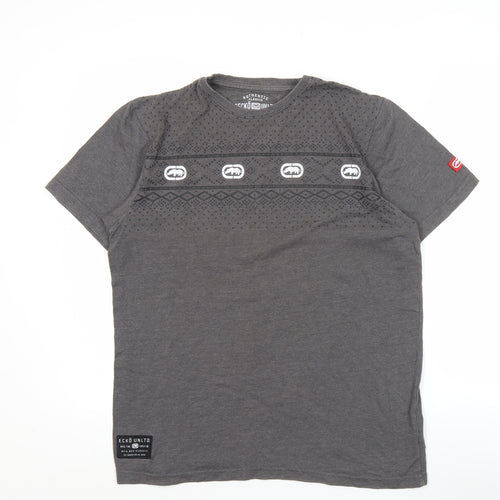 Ecko Unltd. Men’s Grey Graphic Logo T-Shirt Size M Crew Neck