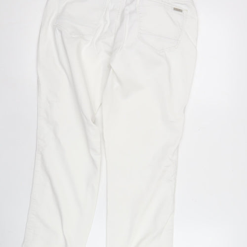 Red Button Womens White Jogger Trousers Size 14 Elastic Waist