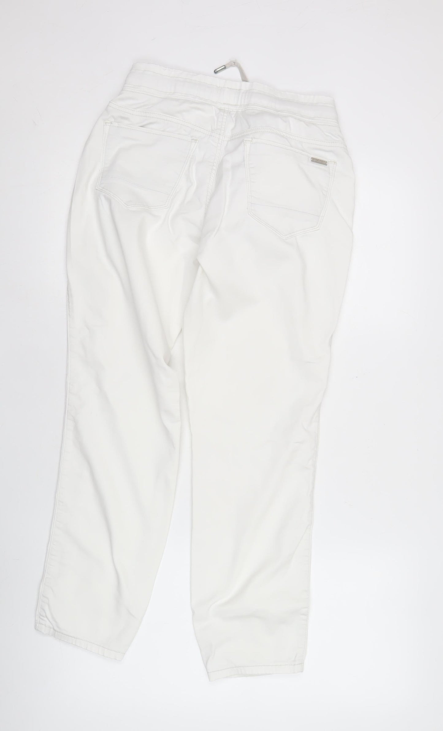 Red Button Womens White Jogger Trousers Size 14 Elastic Waist