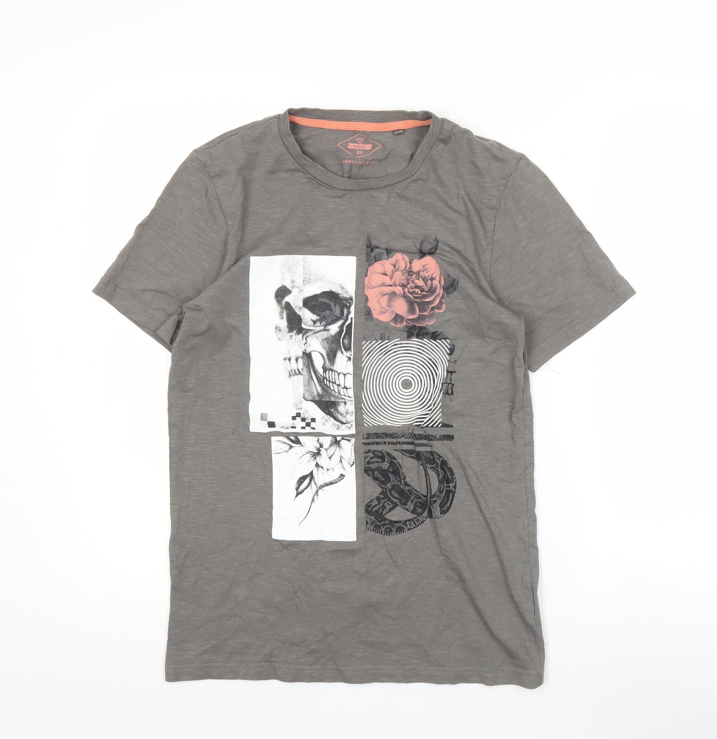 Next Men’s Grey XS Regular Fit Graphic Print T-Shirt