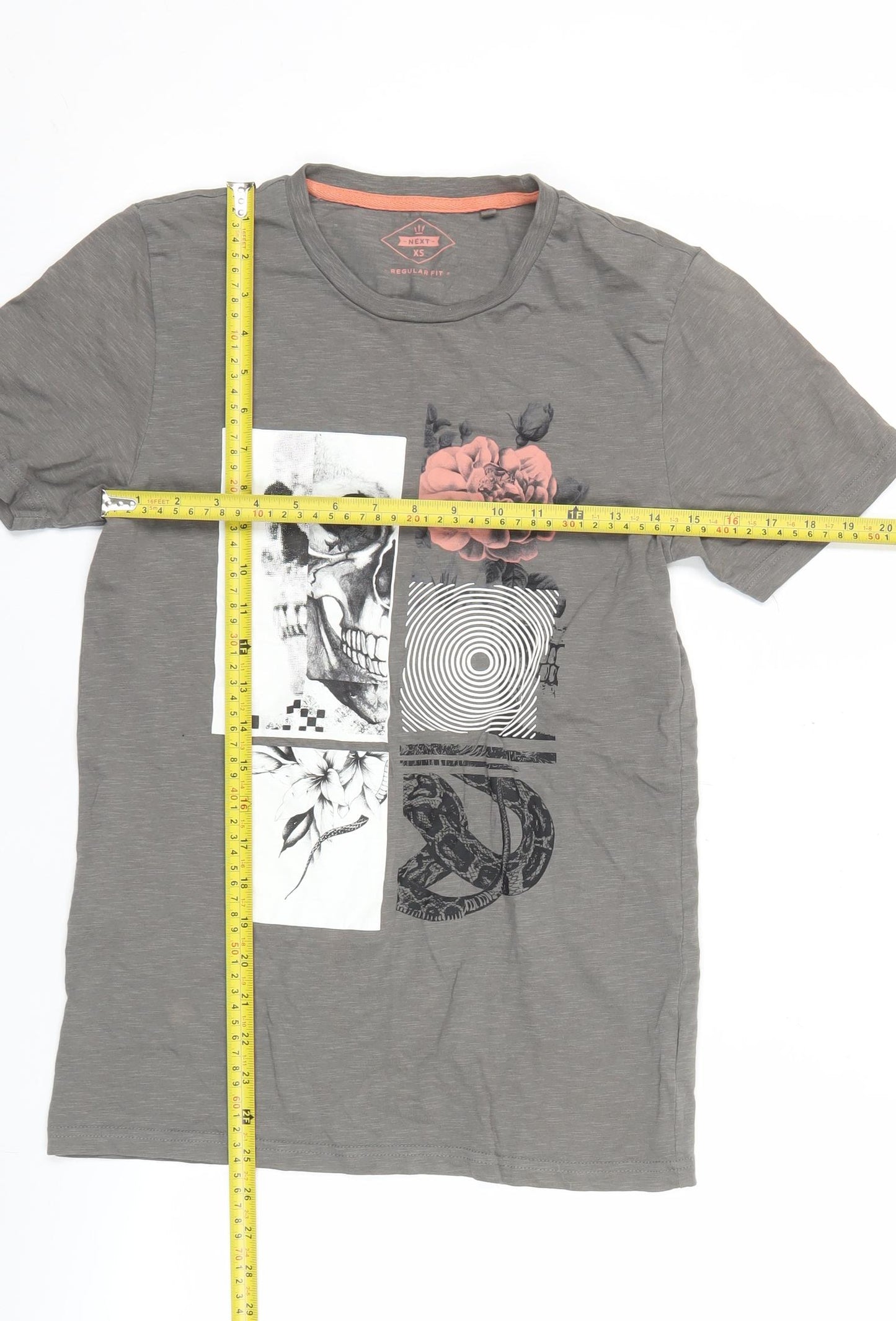 Next Men’s Grey XS Regular Fit Graphic Print T-Shirt